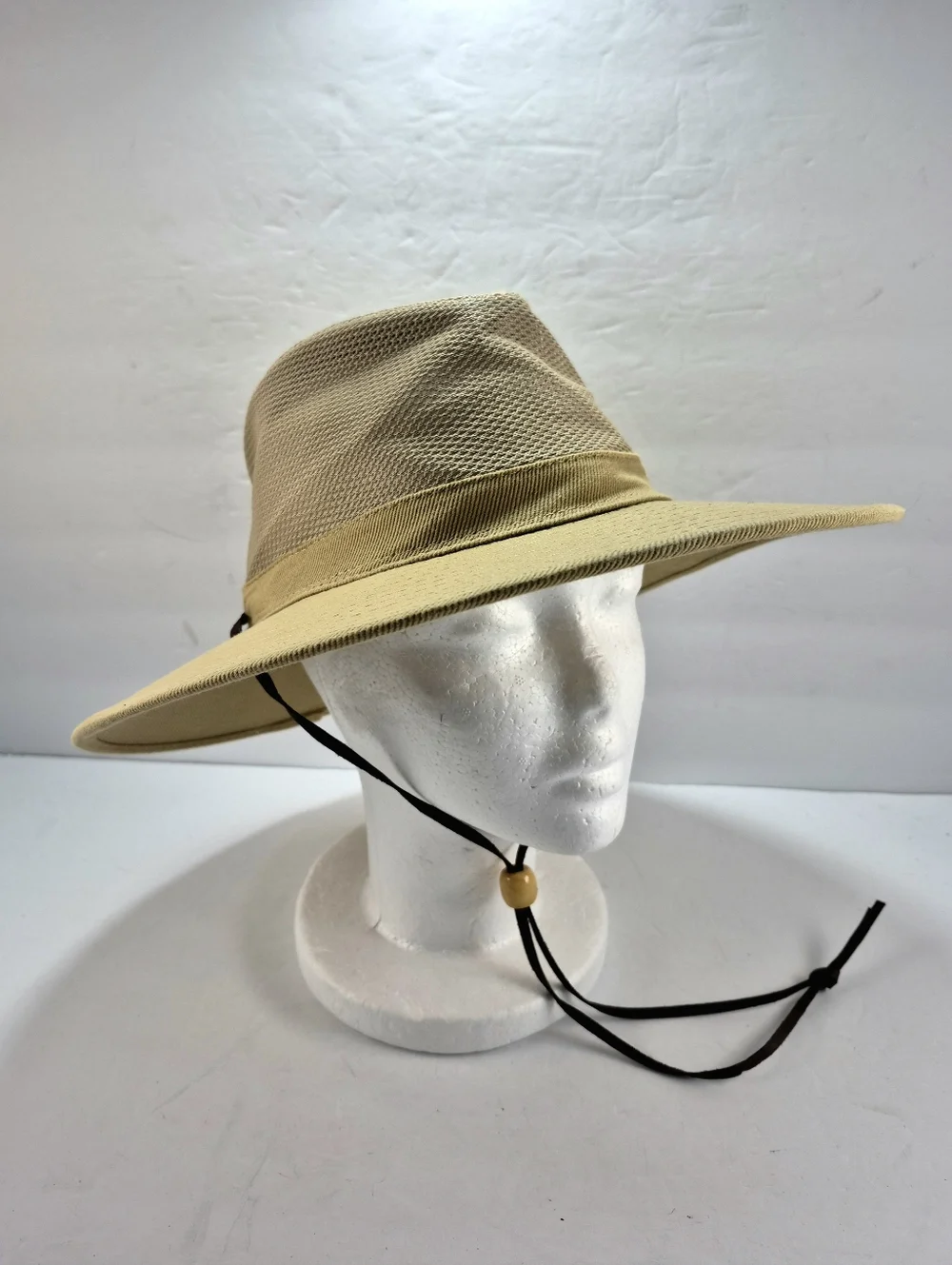 NWOT Dorfman Hat Co. Khaki Mesh Crown Safari Sun Hat Unisex Packable Travel